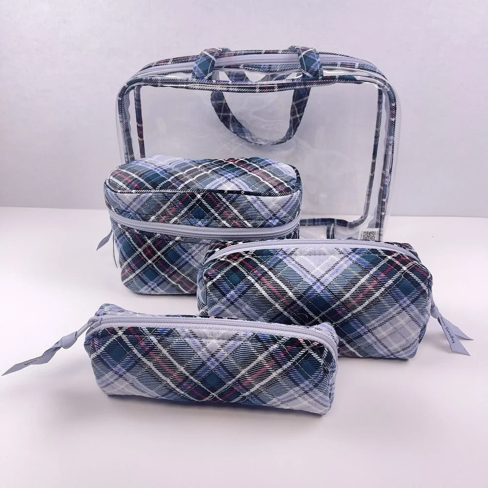 Vera Bradley Snowy Plaid 4 pc Cosmetic Organizer Set New w/Tag